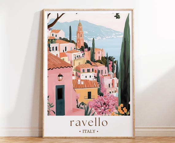 Ravello Italy Amalfi Coast Travel Poster, Coastal Decor
