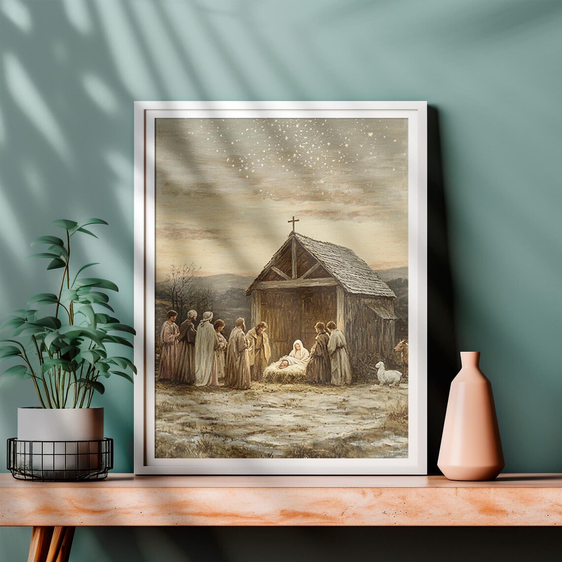 Vintage Nativity Scene, Christian Christmas Art Print - Image 4