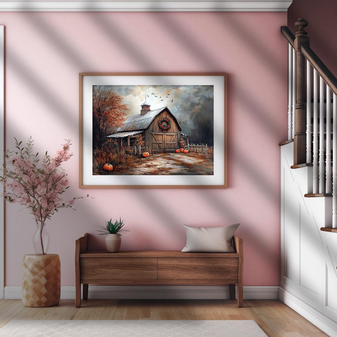 Rustic Barn Halloween Night Jack O Lantern Pumpkins Autumn Farm Poster - Image 2