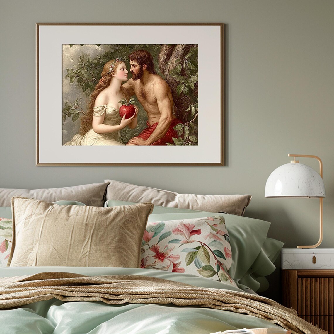 Adam And Eve In Garden Of Eden Classical Religious Apple Scene Print - Image 3
