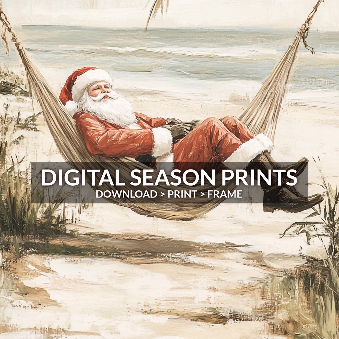 Tropical Beach Santa Vintage Christmas Art Print - Image 6