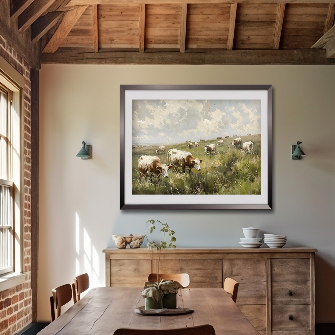 Ireland Cow Field Green Irish Pasture Cattle Grazing Landscape Print - Image 4