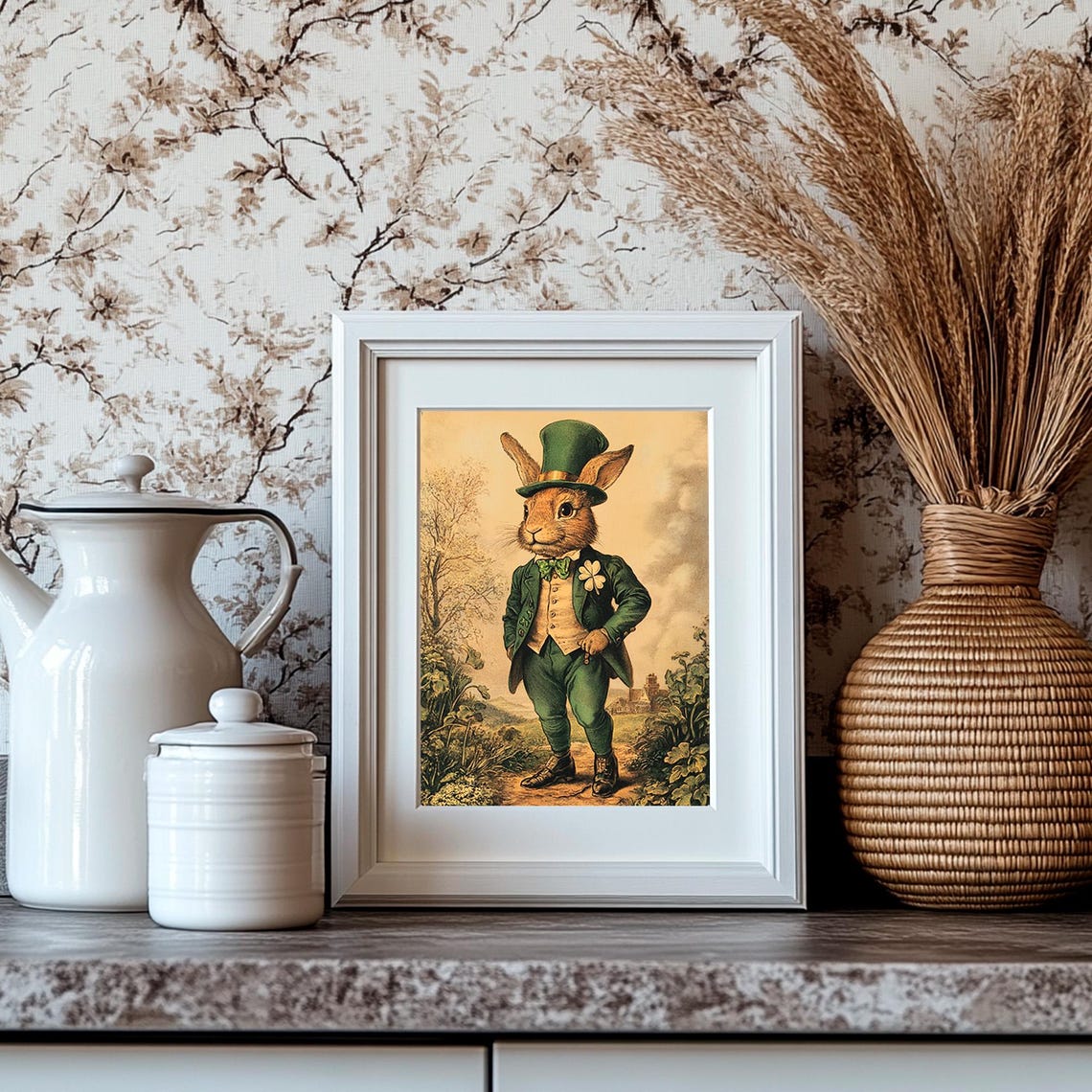 Dapper Bunny In Green Top Hat St Patricks Day Vintage Style Poster - Image 4