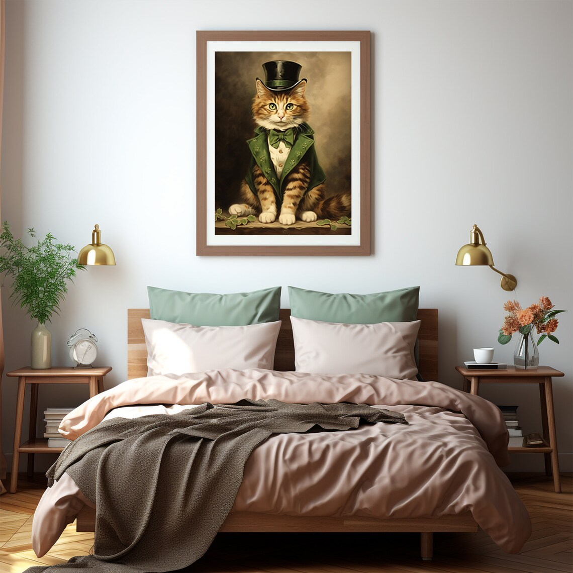 St Patricks Day Orange Cat In Green Shamrock Vest And Top Hat Poster - Image 5