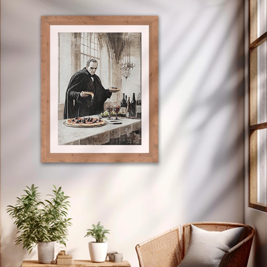 Dracula Vampire Pizza Gothic Hall Vintage Halloween Funny Art Poster - Image 2
