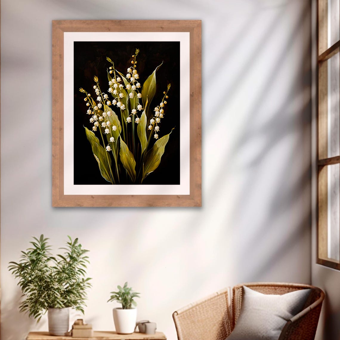 Lilies Of The Valley Moody Wall Art Floral Vintage Flower Still Life Dark Academia Decor Antique Dark Oil Painting - Image 2
