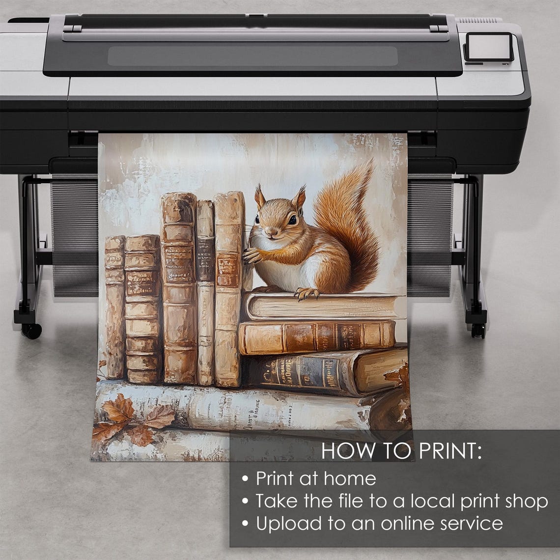 Red Squirrel on Stack of Old Books Autumn Library Animal Poster - Image 5