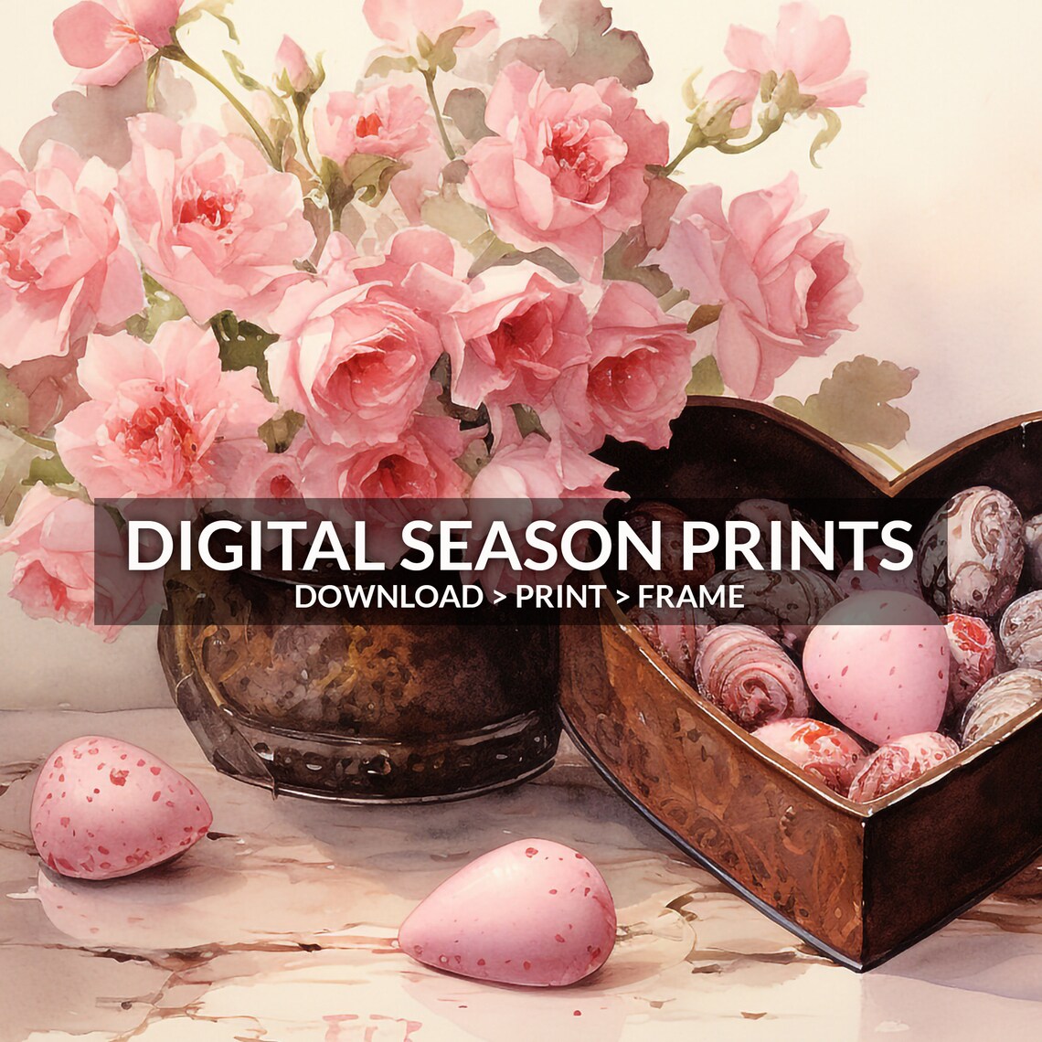 Roses Heart Chocolate Box Valentine Wall Art Print - Image 6