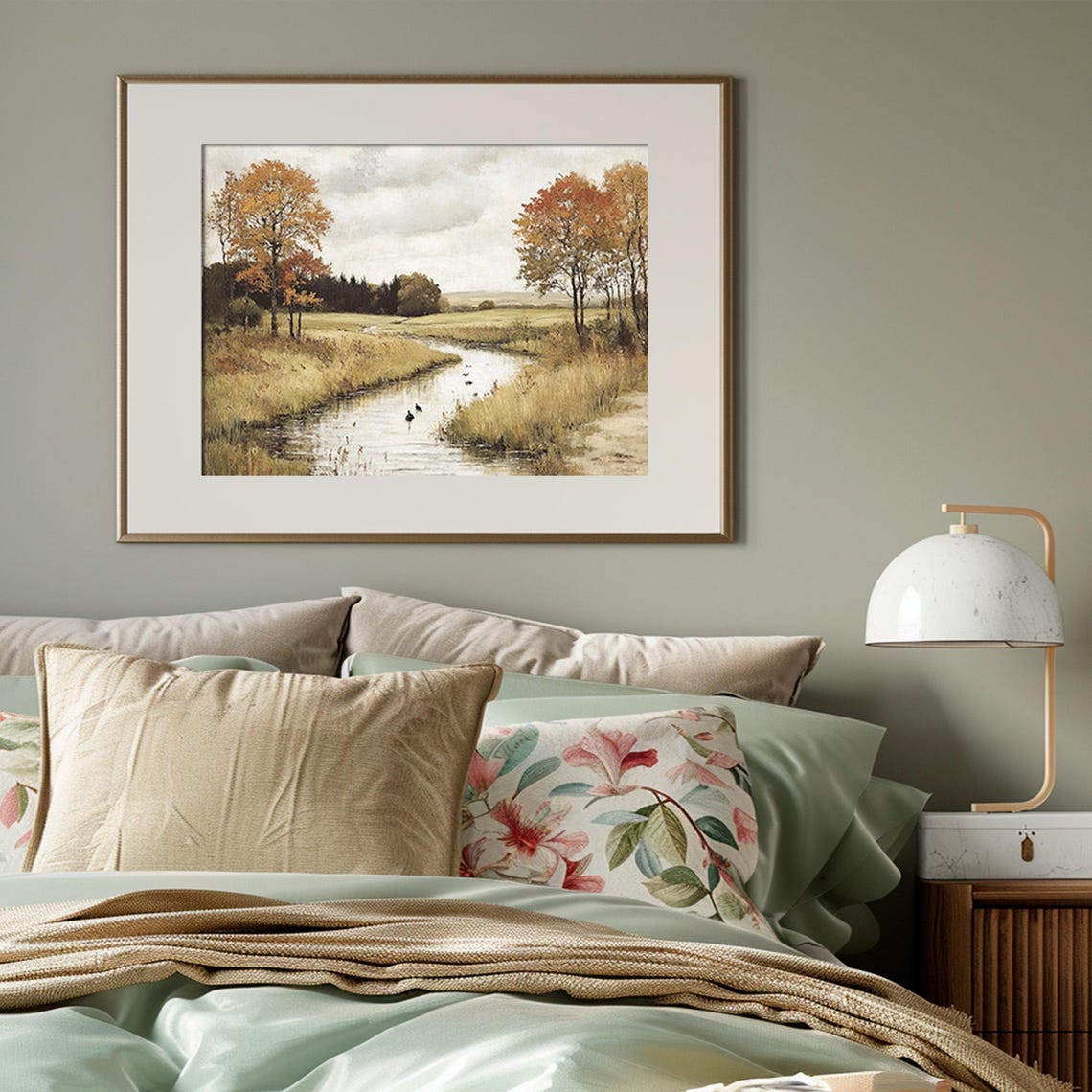 Autumn River Landscape With Ducks Moody Fall Countryside Poster - Image 3