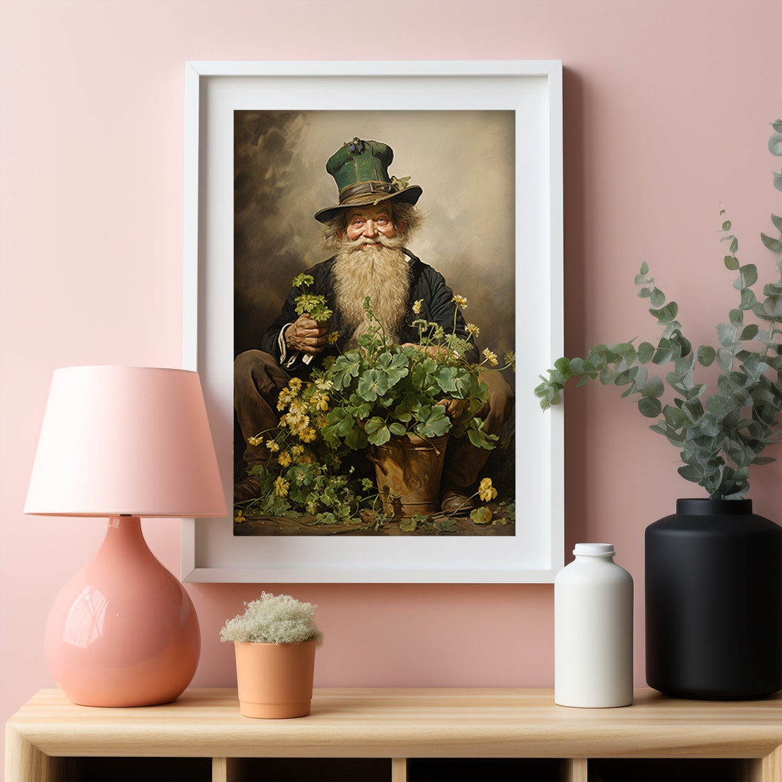 Vintage Irish Leprechaun Man With Clover Saint Patricks Day Print - Image 5
