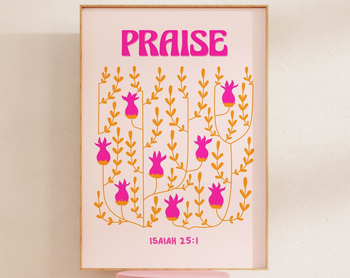 Christian Flower Retro Bible Verse Wall Art Print