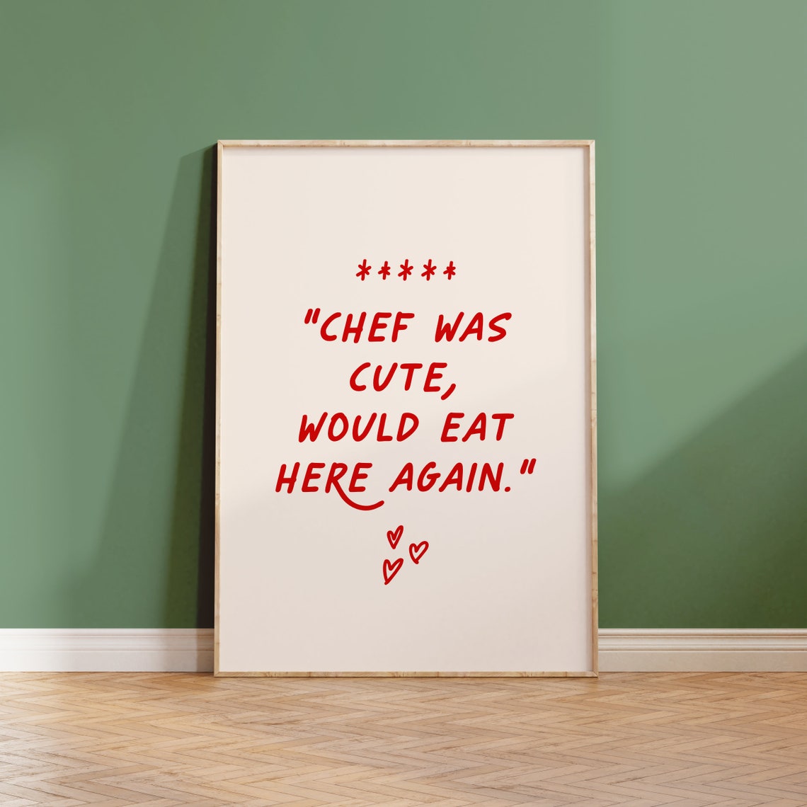 Chef Was Cute Would Eat Here Again Funny Red Kitchen Quote Poster - Image 4