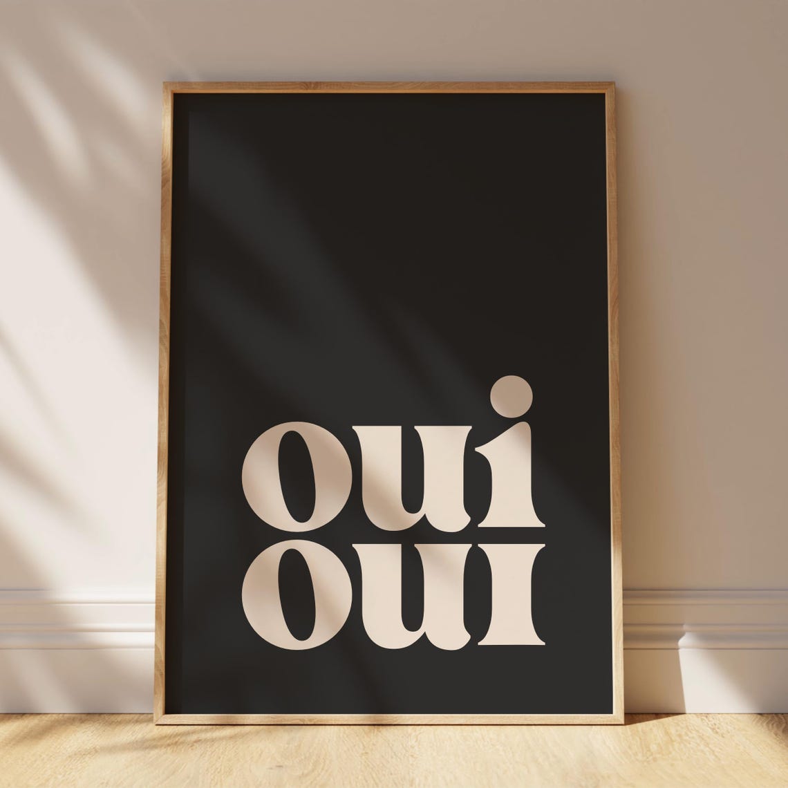 Oui Oui White Bold French Typography on Black Background Poster - Image 3
