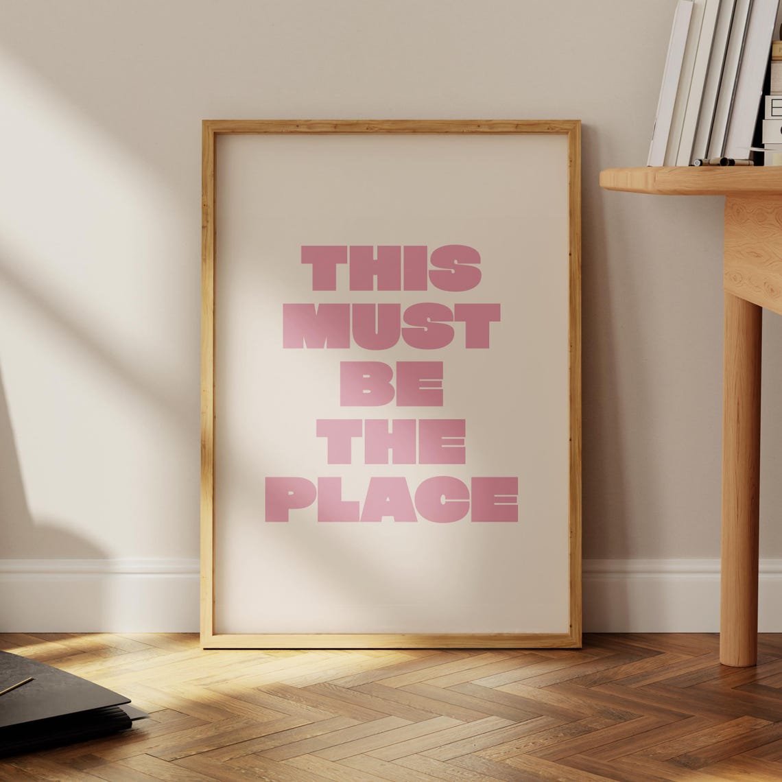 This Must Be the Place Pink Bold Welcome Sign Typography Poster - Image 4