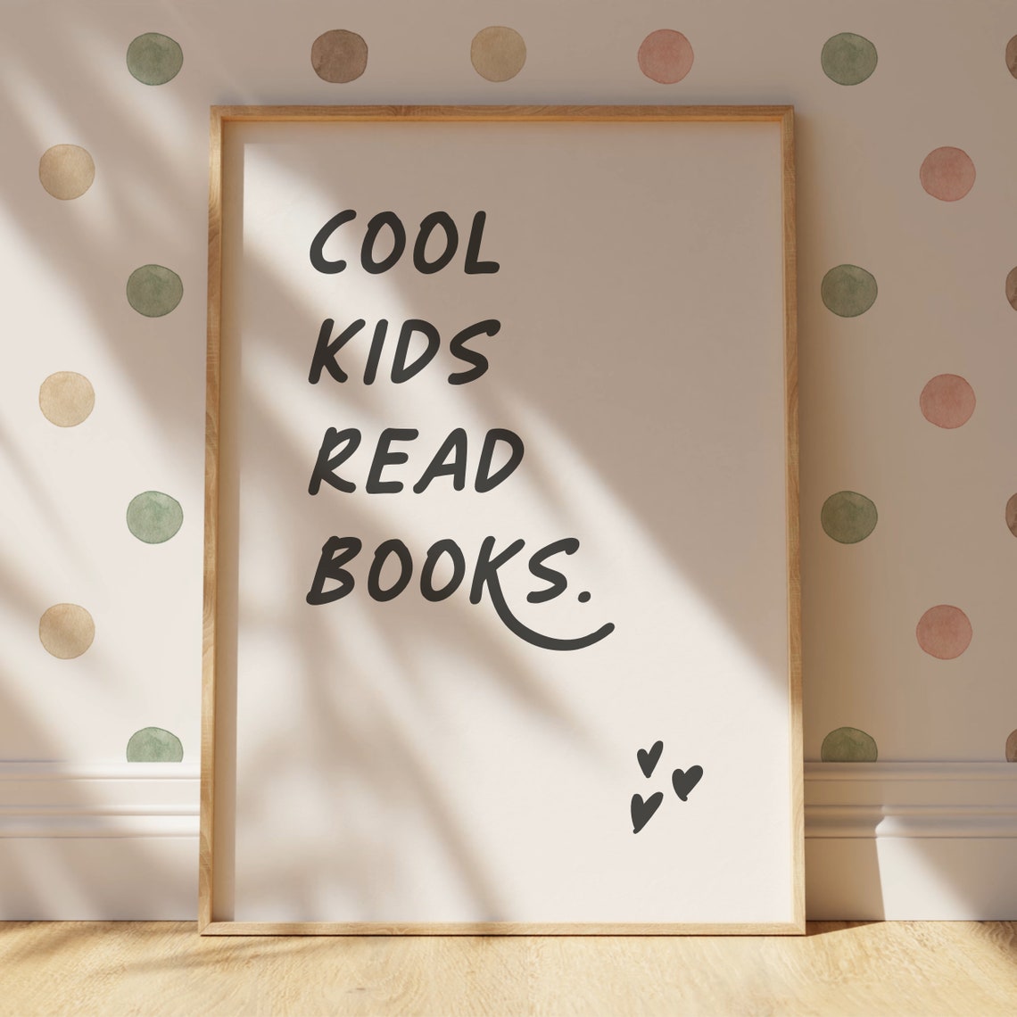 Cool Kids Read Books Handwritten Hearts Kids Room Art Poster - Image 4