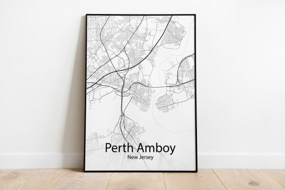 Perth Amboy New Jersey Minimalist Map Print Minimalist Map Of Perth Amboy New Jersey Poster Wall Art Gift