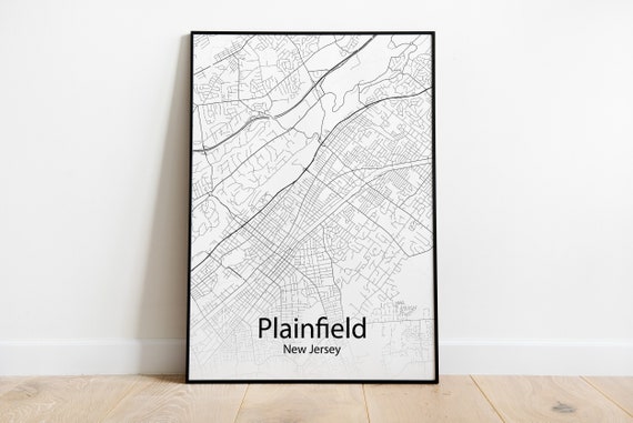 Plainfield New Jersey Minimalist Map Print Minimalist Map Of Plainfield New Jersey Poster Wall Art Gift