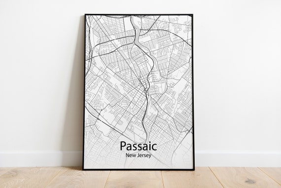 Passaic New Jersey Minimalist Map Print Minimalist Map Of Passaic New Jersey Poster Wall Art Gift
