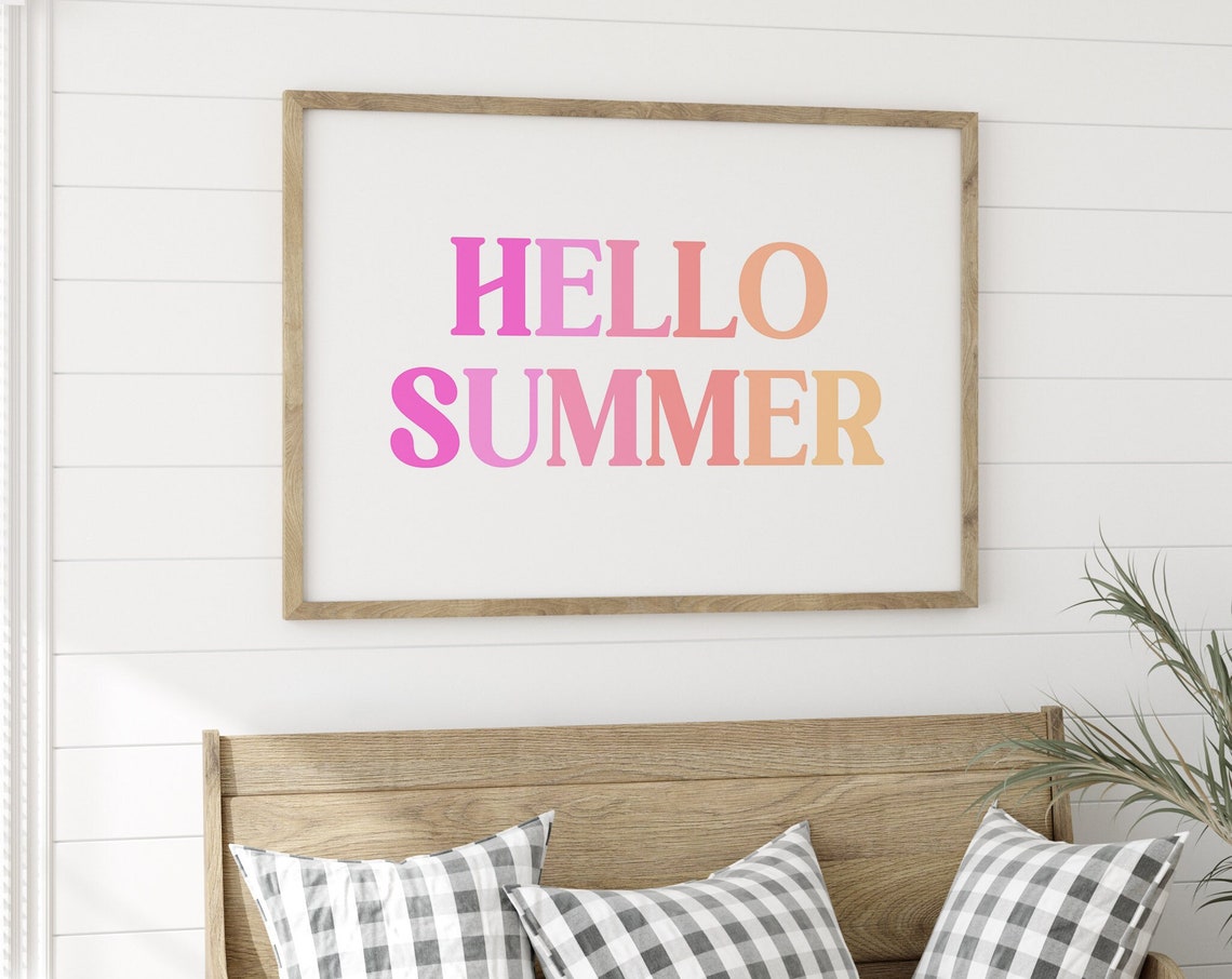 Hello Summer Pastel Ombre Typography Seasonal Wall Print Decor - Image 3