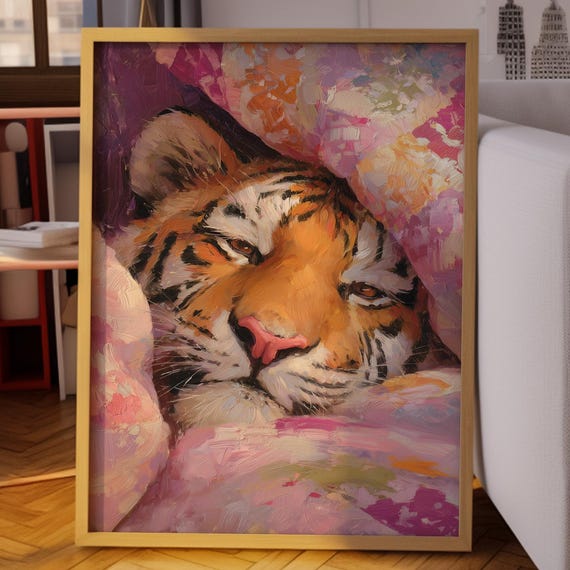 Tiger Poster Maximalist Wall Art Dopamine Decor Trendy Bedroom Preppy Eclectic Print