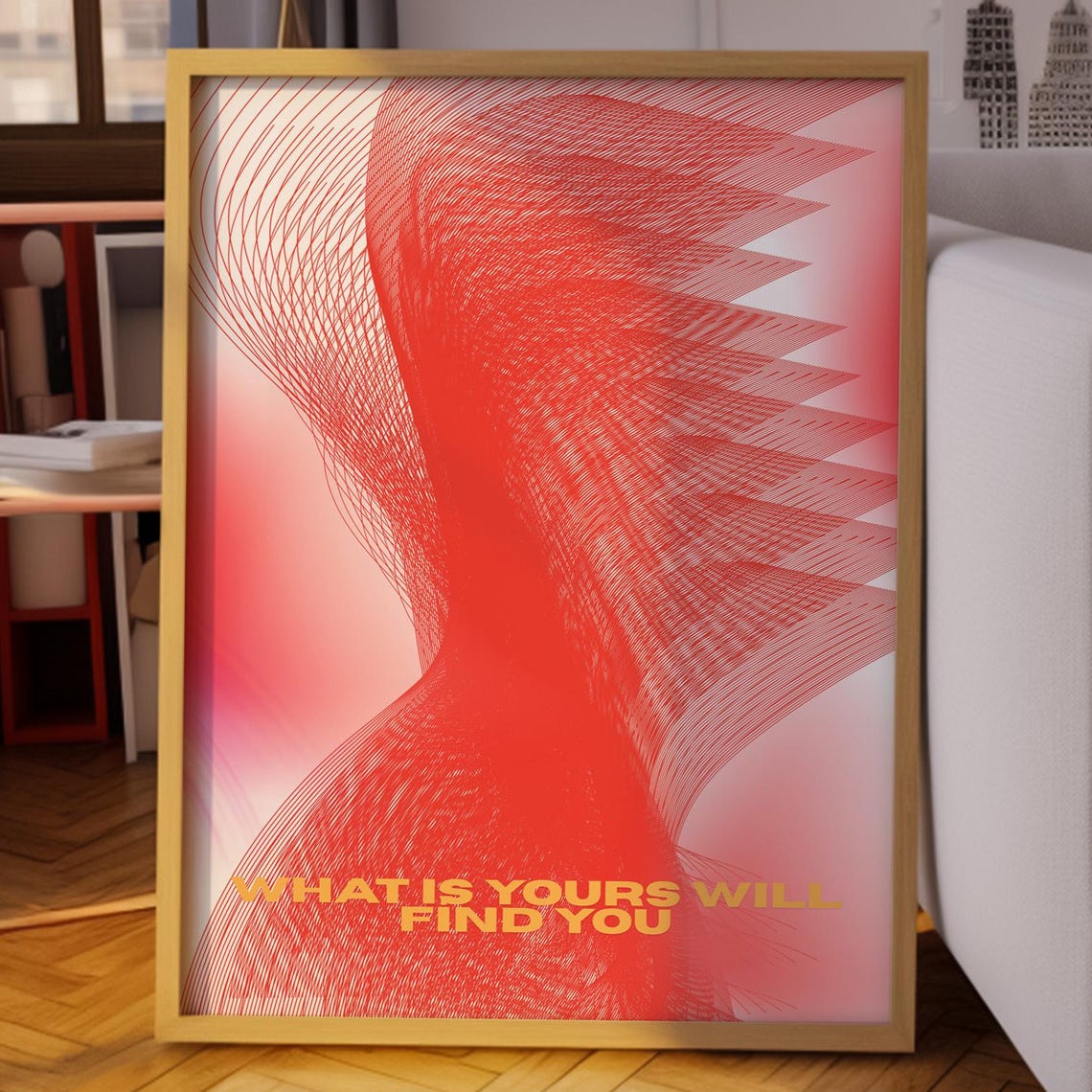 Motivational Abstract Poster Modern Geometric Wall Art Inspirational Typography Decor Psychedelic Red Maximalist Dopamine