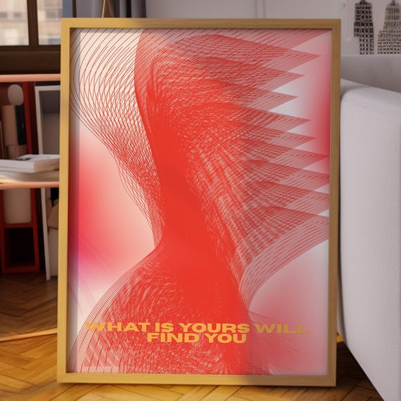 Motivational Abstract Poster Modern Geometric Wall Art Inspirational Typography Decor Psychedelic Red Maximalist Dopamine