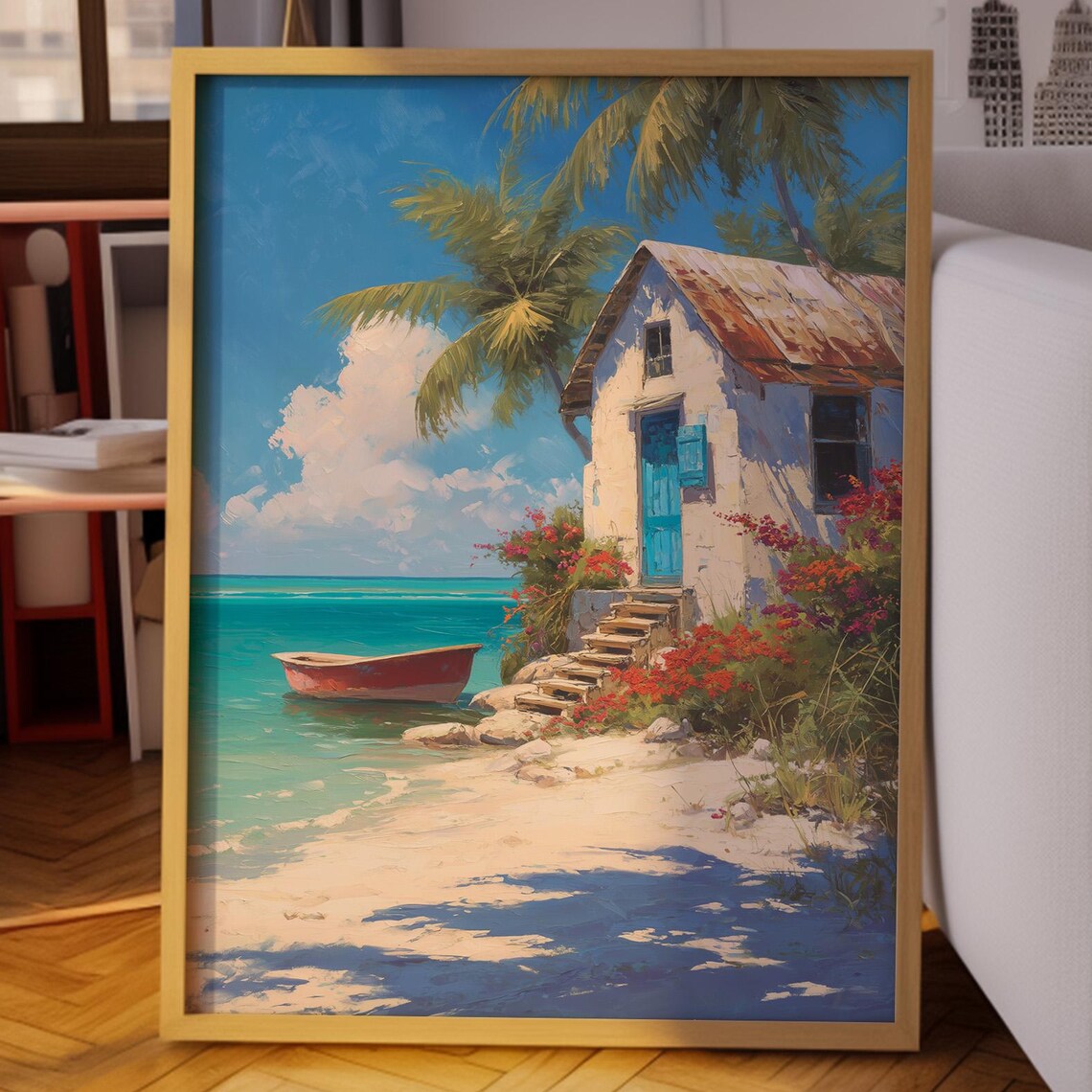 Tropical Beach Cottage Coastal Wall Art Print