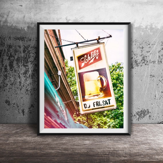 Schlitz Beer Schlitz Sign Bar Art Photography Print Modern Bar Photography Dive Bar Wall Art