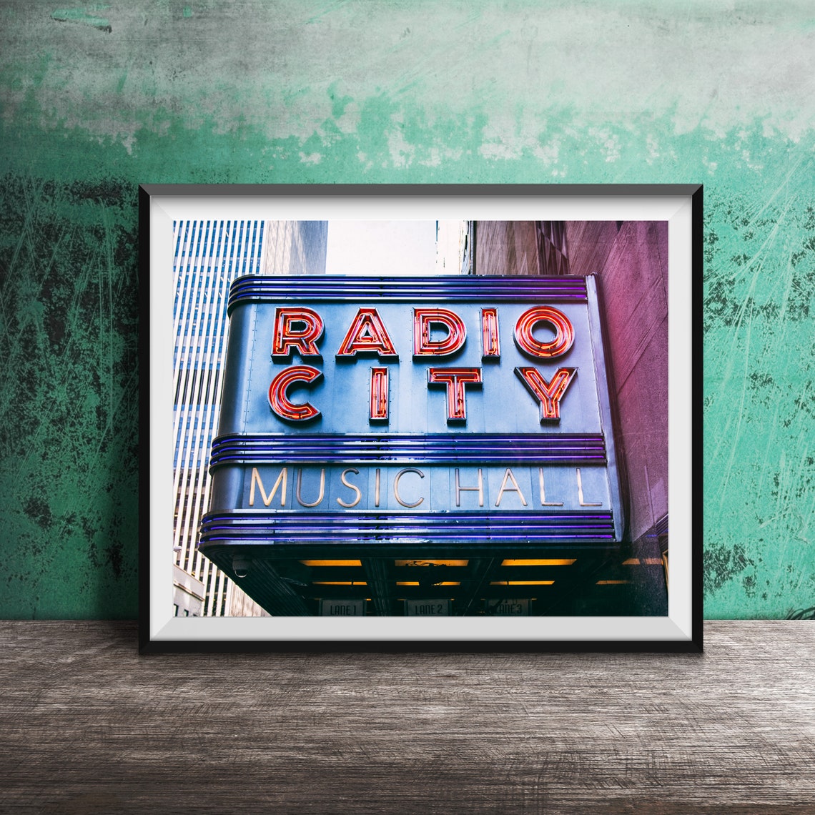 Radio City Music Hall New York Neon Marquee Photography Poster