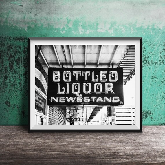 Bottled Liquor Newsstand Vintage Neon Sign Photography Poster