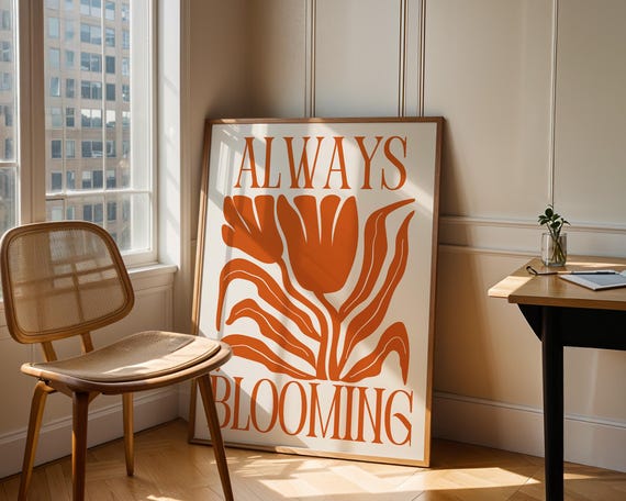 Always Blooming Wall Art Print Modern Floral Terracotta Boho Botanical Decor Minimalist Poster