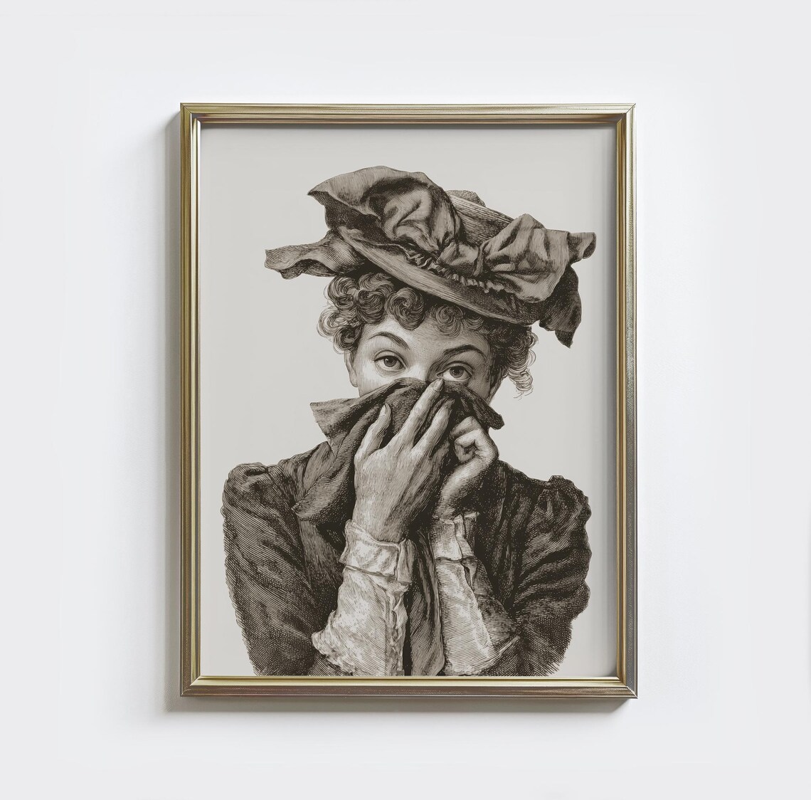 Vintage Bathroom Print, Victorian Woman Humor Poster