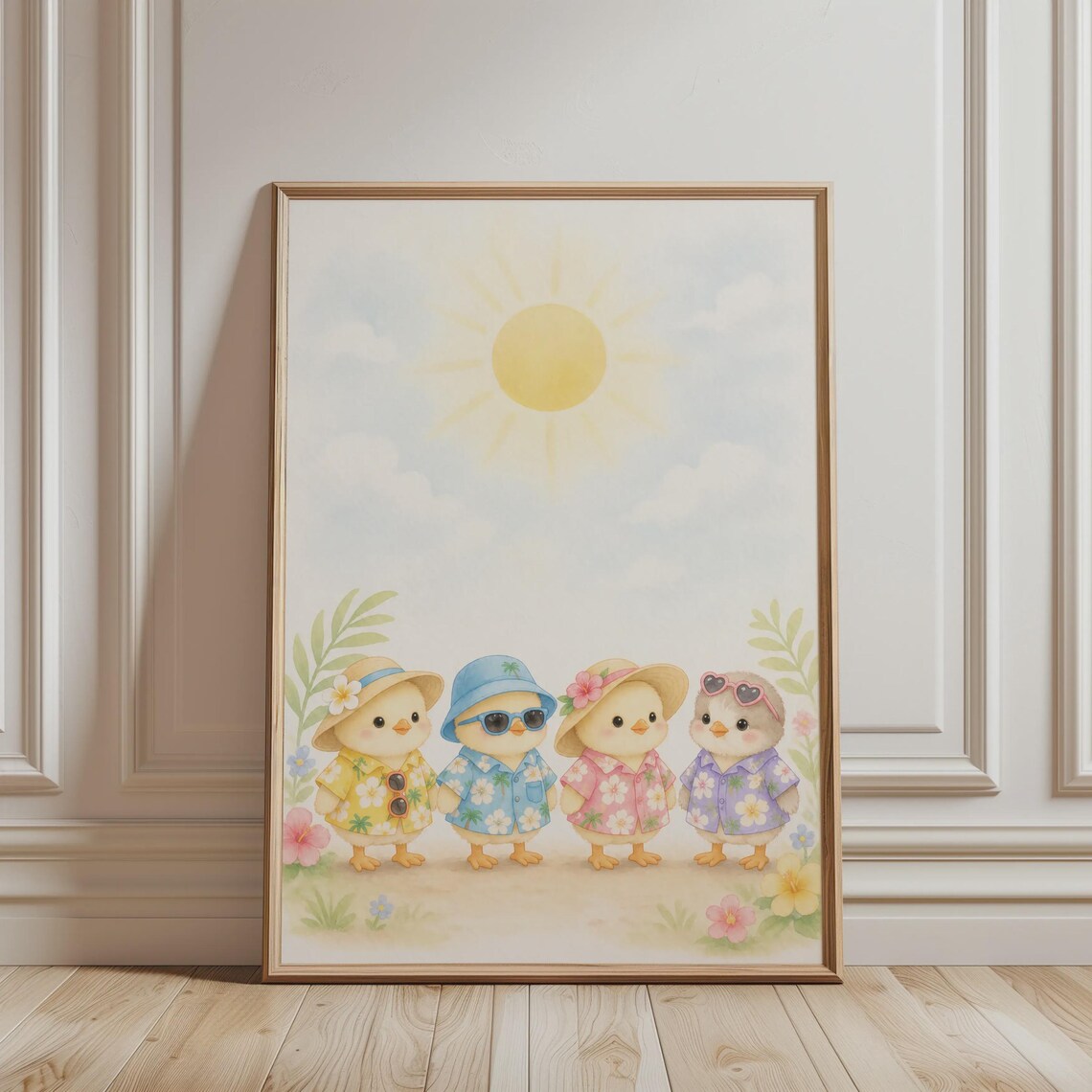 Adorable Ducklings Tropical Shirts Summer Sun Nursery Wall Art