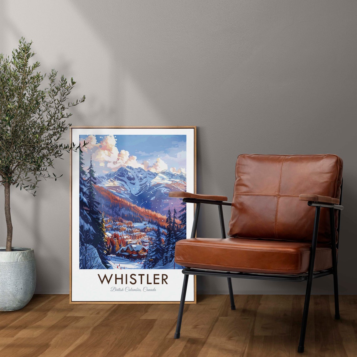 Whistler British Columbia Canada Ski Village Snowy Peaks Poster