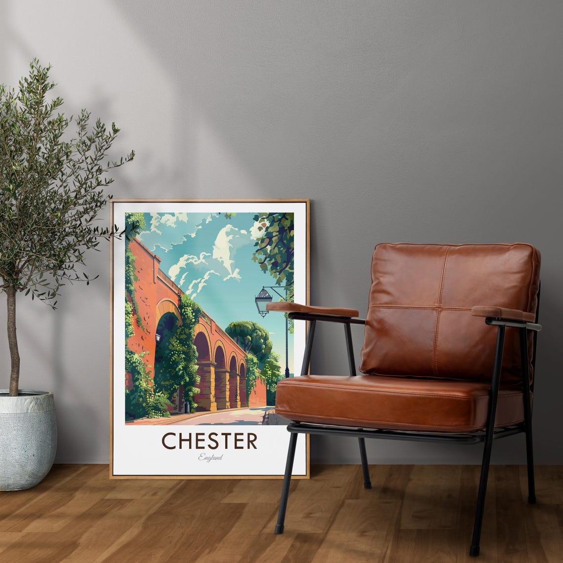 Chester England Roman Walls Arched Viaduct Vintage Travel Poster - Image 2