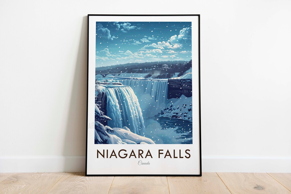 Niagara Falls Canada Winter Night Icy Falls Frozen Snow Poster - Image 3