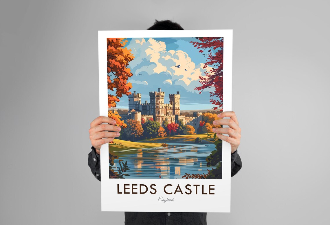 Leeds Castle England Vintage Style Travel Poster - Image 3