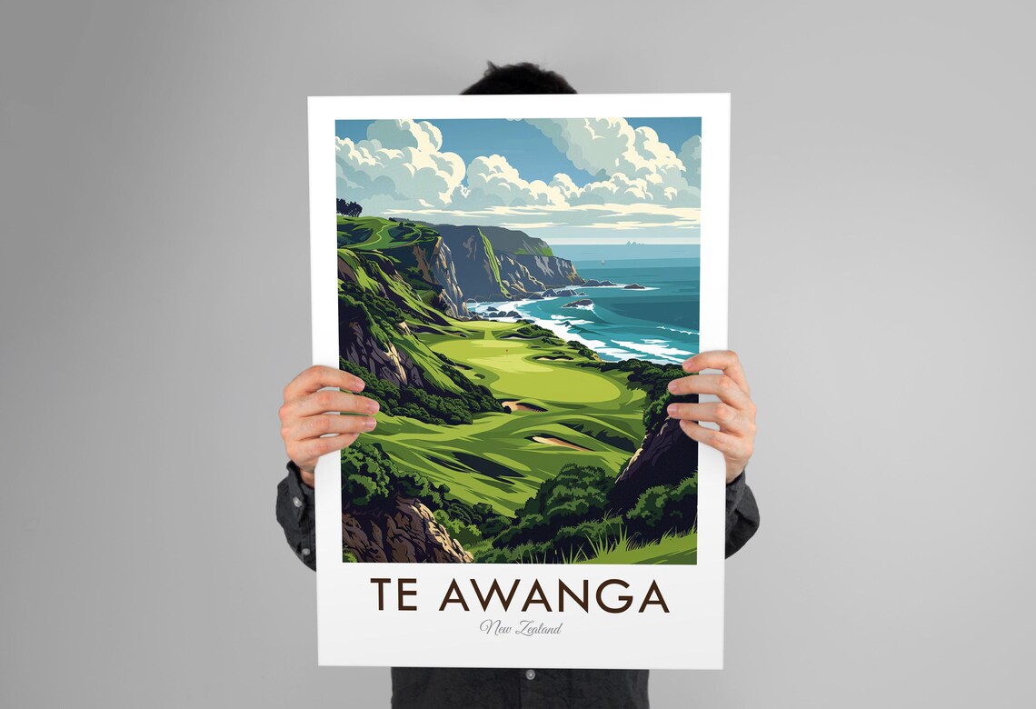 Te Awanga New Zealand Ocean Links Clifftop Coastal Golf Poster - Image 3
