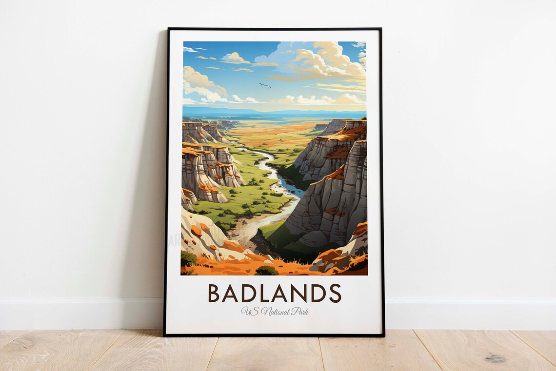 Badlands National Park South Dakota Canyon River Sunset Poster - Image 3