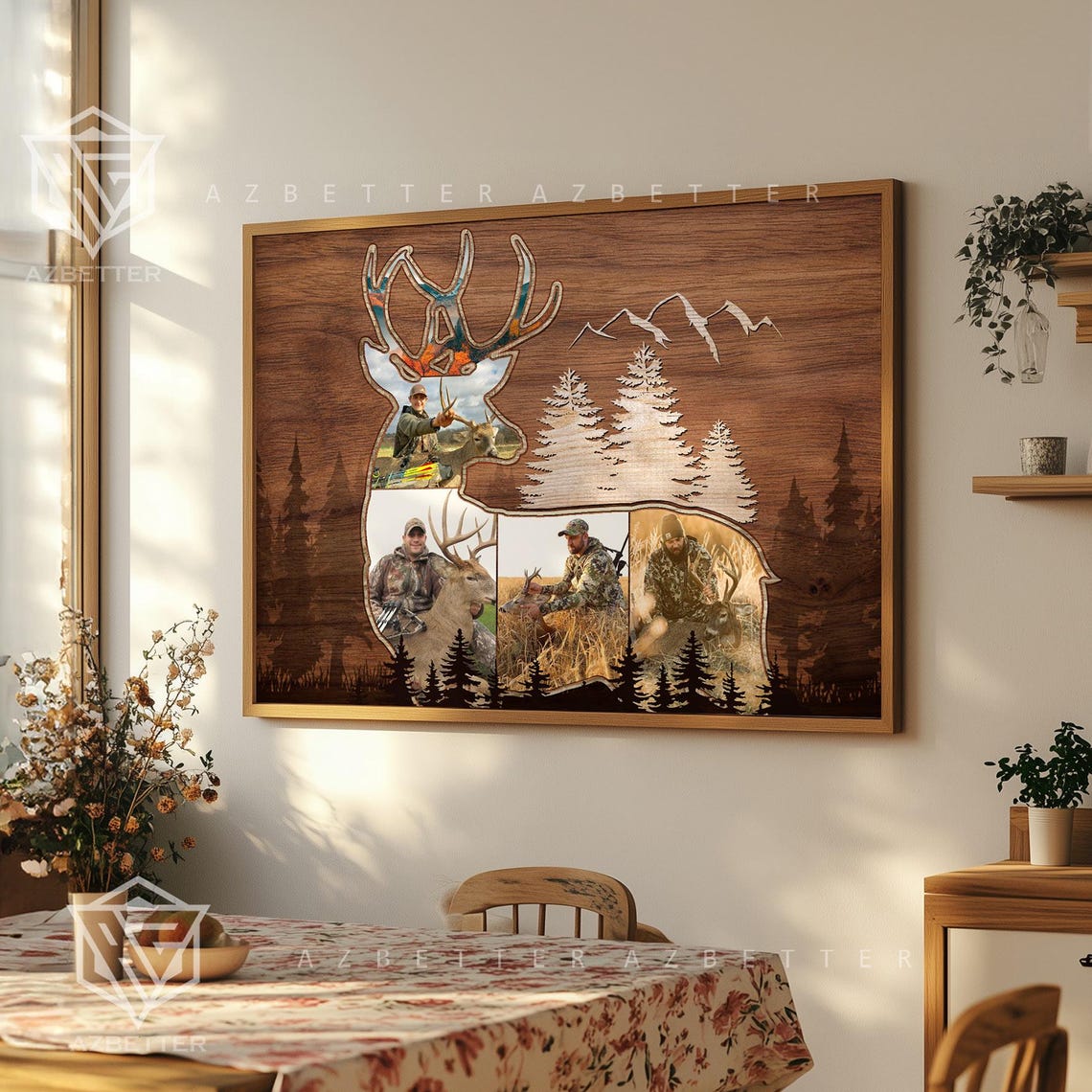 Deer Hunting Photo Collage Rustic Wildlife Buck Silhouette Wall Poster - Image 5