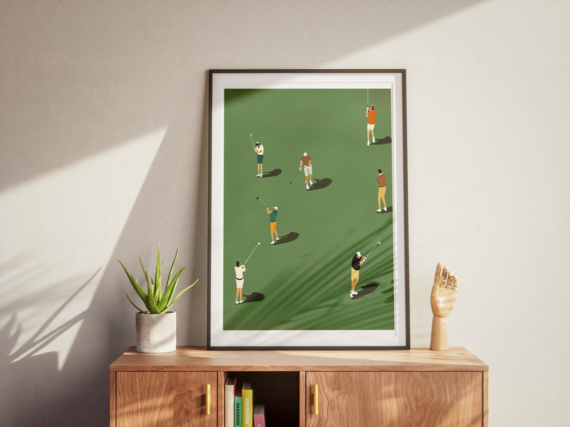 Minimalist Golfers Green Course Flat Illustration Sports Poster - Image 2
