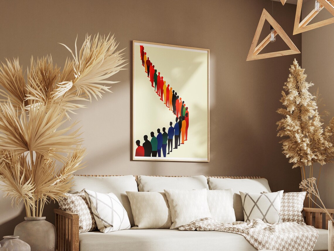 People Standing Line Minimalist Illustration Art Print - Image 4