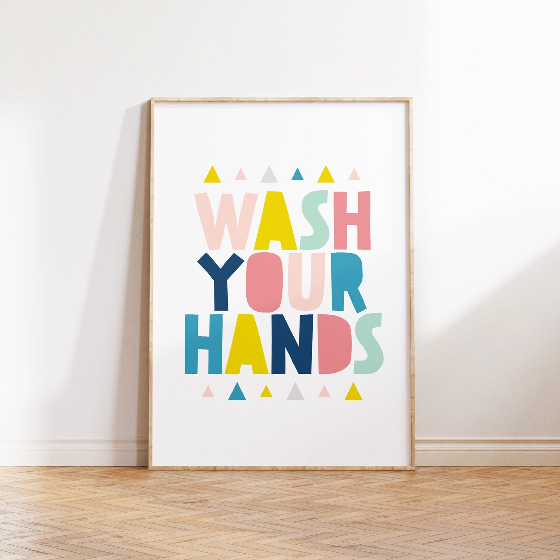 Wash Your Hands Colorful Kids Bathroom Reminder Sign Wall Art - Image 3