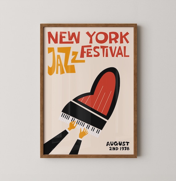 New York Jazz Festival Vintage Retro Travel Poster