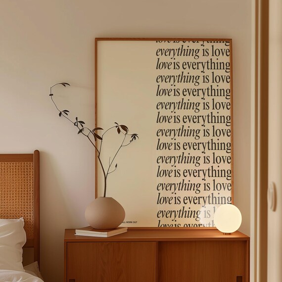 Love Is All Minimalistic Print Self Trendy Wall Art Dorm Room Decor Typography Cute Positive Quote