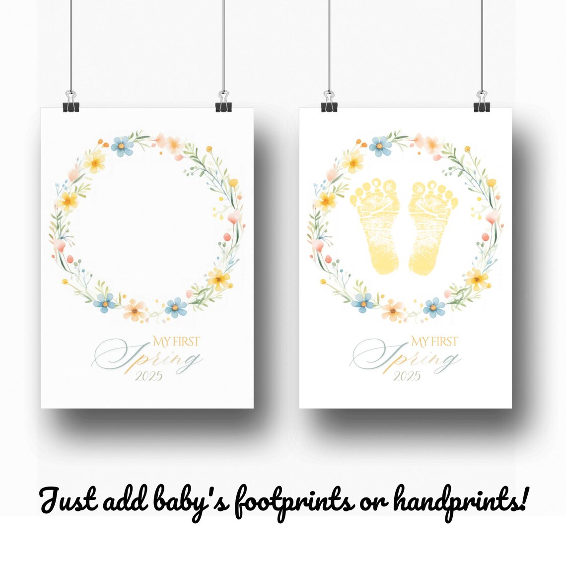 Spring Footprint Handprint Keepsake Art Print - Image 3