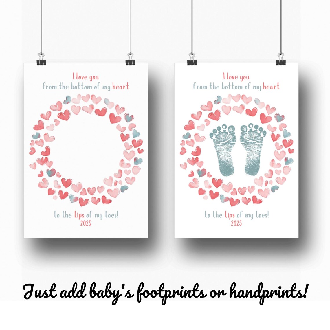 My First Valentine Footprint Heart, Keepsake Art Print - Image 3
