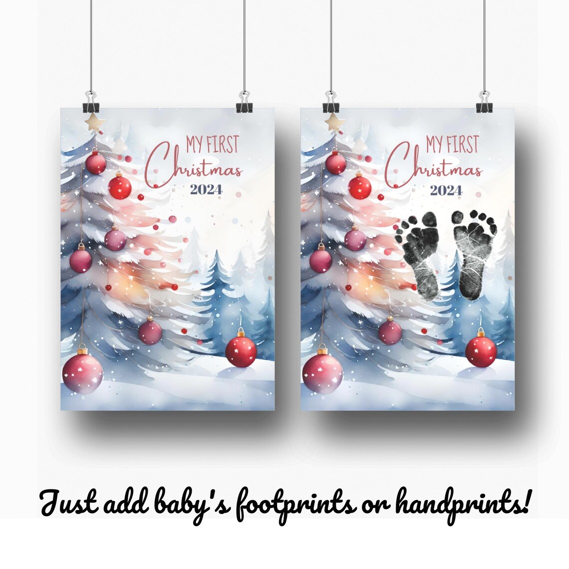 Baby's First Christmas Footprint Craft Art Print - Image 3