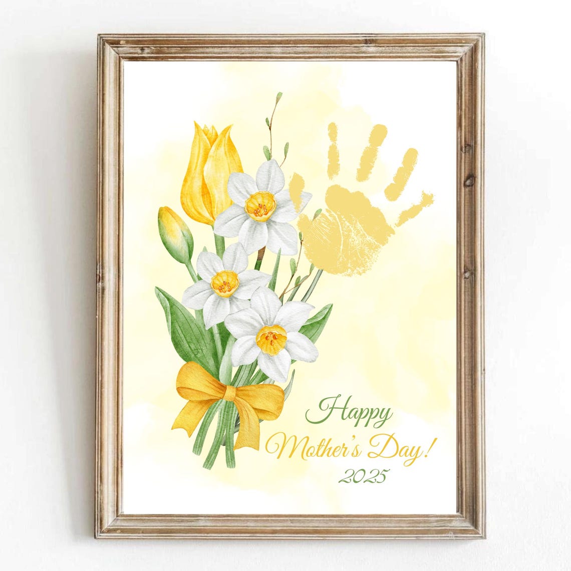 Baby Handprint Mother's Day Daffodil Bouquet Keepsake Poster