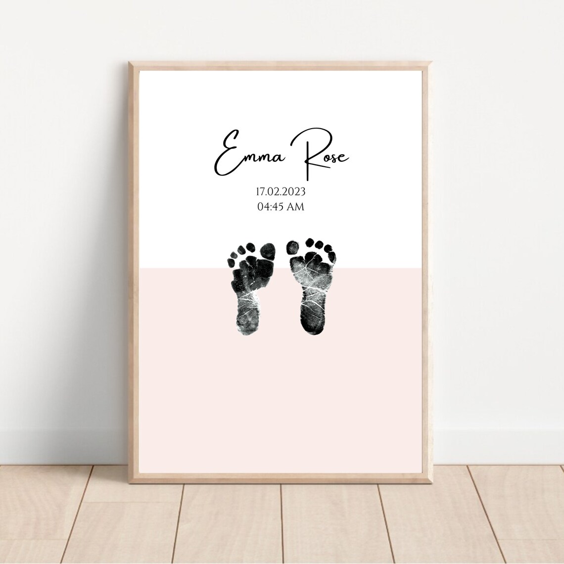 Personalised Pastel Baby Footprint Keepsake Art Print